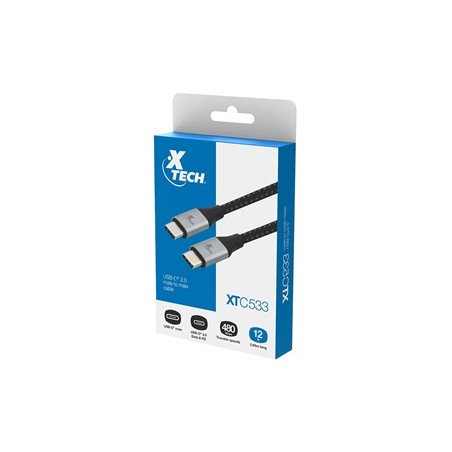 Xtech - USB cable - USB Type C - 3.66 m - Black  silver - (m) to (m) Braided XTC-533