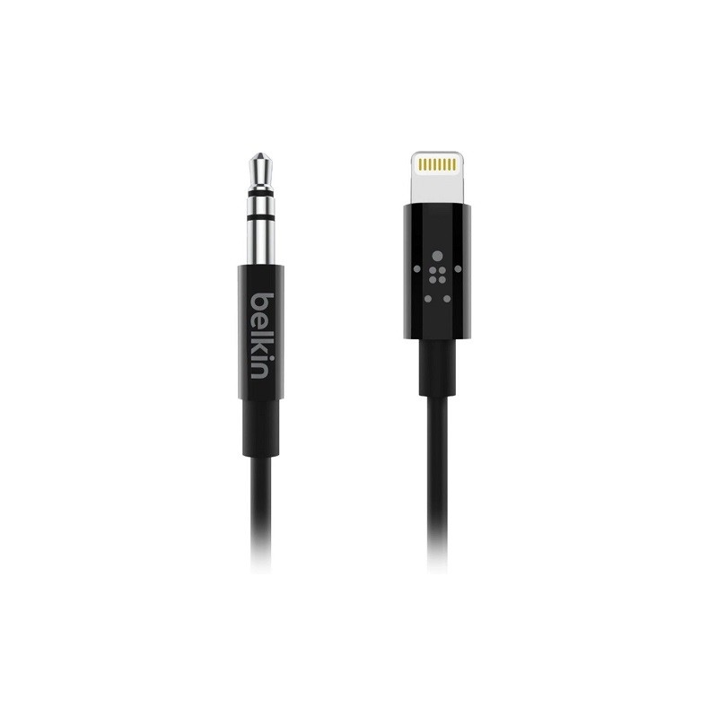 Belkin - Cable de Lightning a conector de auriculares - Lightning macho a mini-phone stereo 3.5 mm macho - 91.4 cm - negro