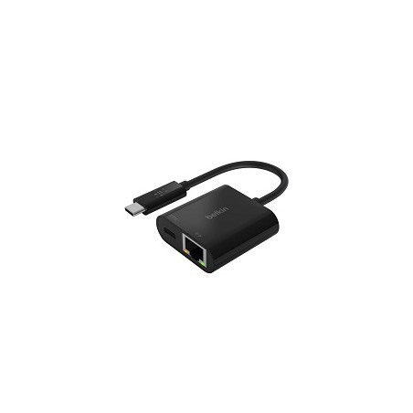 Belkin - Adaptador de carga y Ethernet - USB-C - Gigabit Ethernet x 1 + USB-C (solo alimentación) x 1