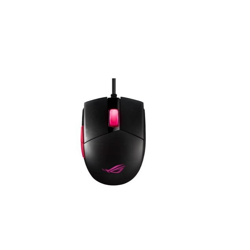 ASUS ROG Strix Impact II Electro Punk - Ratón - ergonómico - diestro y zurdo - óptico - 5 botones - cableado - USB - negro, rosa
