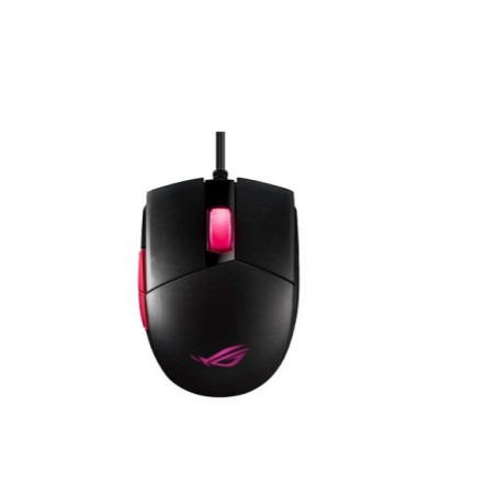 ASUS ROG Strix Impact II Electro Punk - Ratón - ergonómico - diestro y zurdo - óptico - 5 botones - cableado - USB - negro, rosa
