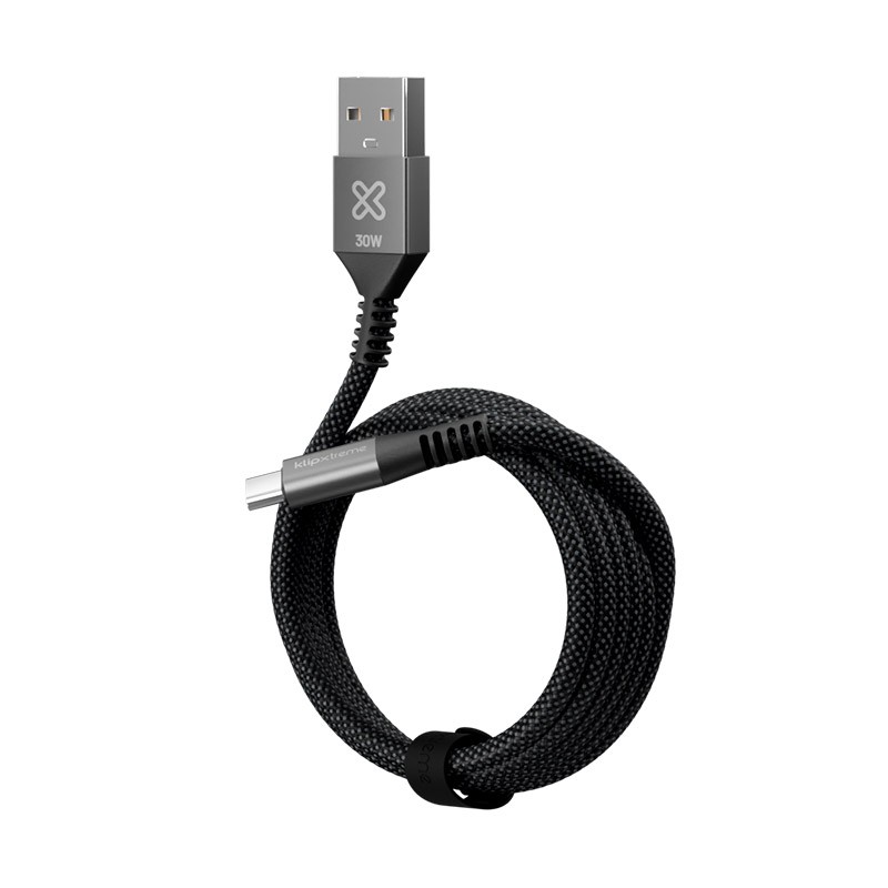 Klip Xtreme - USB cable - 24 pin USB-C - 9 pin USB Type A - 3 m - Black - 30W Braided Fast charging