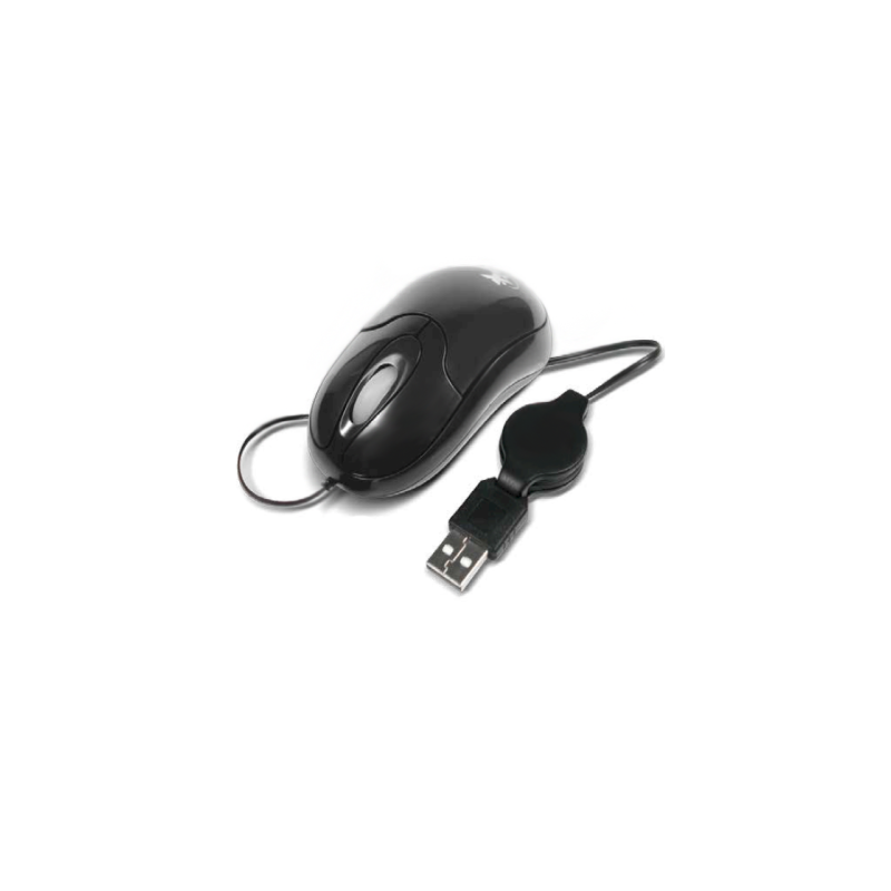 Xtech XTM-150  - Ratón - Cableado - USB - Negro - Optico - Cable Retráctil
