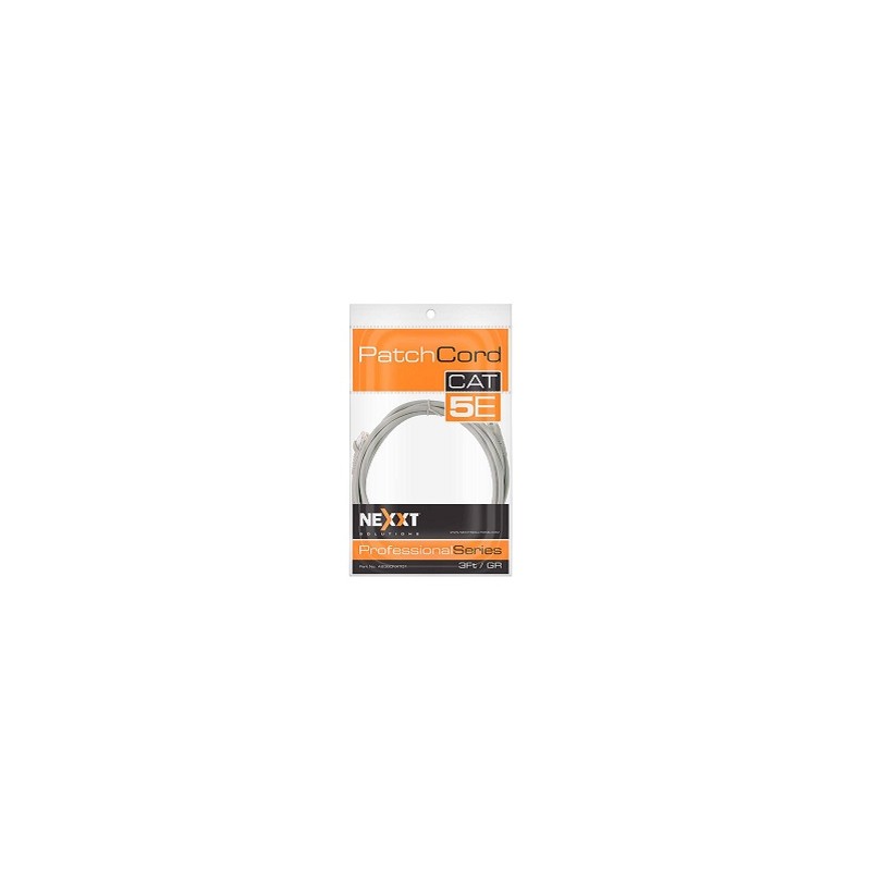 Nexxt - Cable de interconexión - RJ-45 (M) a RJ-45 (M) - 90 cm - UTP - CAT 5e - moldeado, trenzado - gris