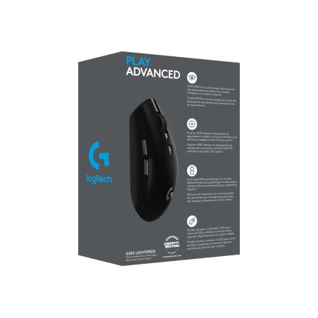 Logitech G G305 - Ratón - óptico - 6 botones - inalámbrico - 2.4 GHz - receptor inalámbrico USB - negro