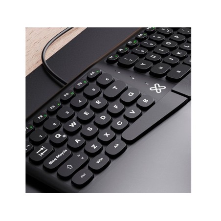 Klip Xtreme - Keyboard - Wired - Spanish - USB - Ergonomic Design - Black - Ergonomical