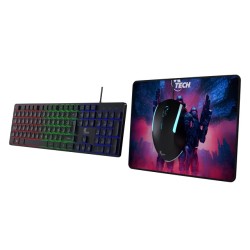 Xtech - Keyboard, mouse and mouse pad - Wired - Spanish - USB - Black - Gaming XTK-535S