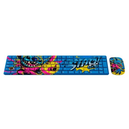 Xtech - Keyboard and mouse set - Spanish - Wireless - 2.4 GHz - Stitch Design - Disney XTK-D312ST