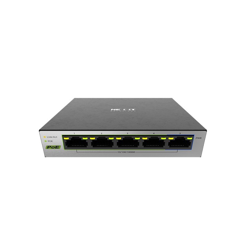 Nexxt Solutions Infrastructure - Switch - Gigabit Ethernet - 5 x 10/100/1000 - 1 Gigabit Ethernet - 4 POE+ 60W