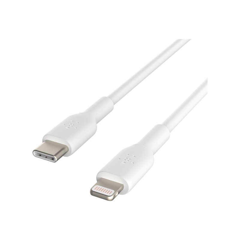 Belkin BoostCharge - Cable Lightning - 24 pin USB-C macho a Lightning macho - 1 m - blanco - suministro de potencia USB (18W)