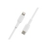 Belkin BoostCharge - Cable Lightning - 24 pin USB-C macho a Lightning macho - 1 m - blanco - suministro de potencia USB (18W)