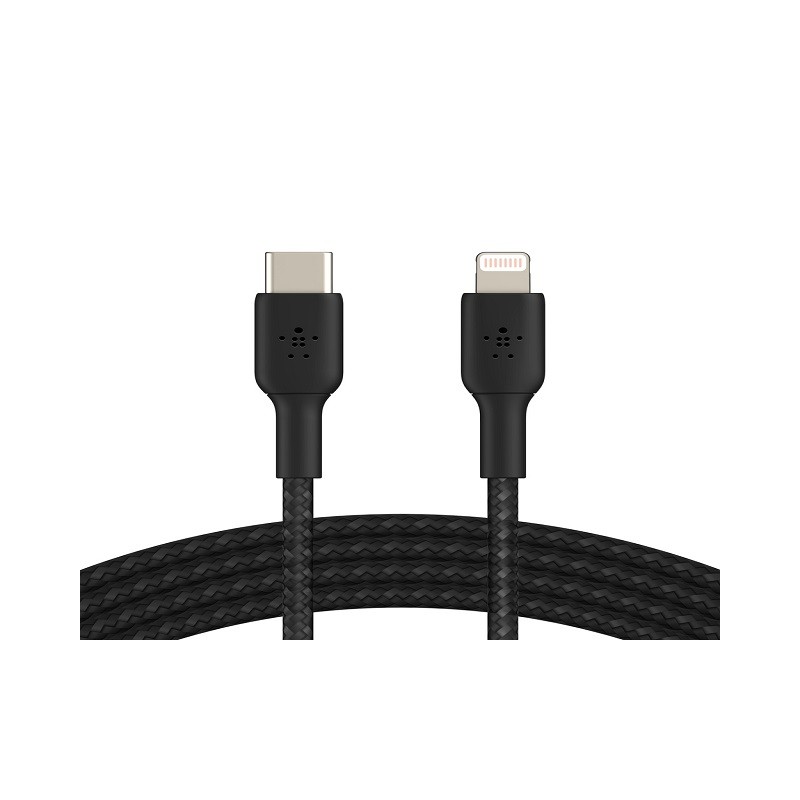Belkin BoostCharge - Cable Lightning - 24 pin USB-C macho a Lightning macho - 1 m - negro - suministro de potencia USB (18W)