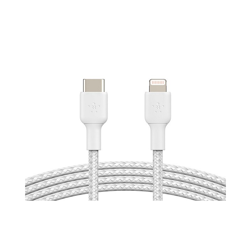 Belkin BoostCharge - Cable Lightning - 24 pin USB-C macho a Lightning macho - 1 m - blanco - suministro de potencia USB (18W)