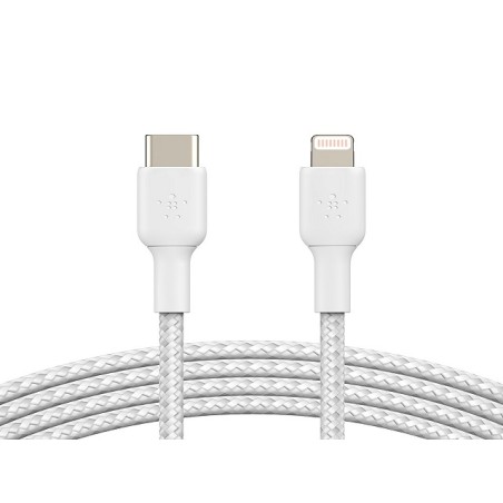 Belkin BoostCharge - Cable Lightning - 24 pin USB-C macho a Lightning macho - 1 m - blanco - suministro de potencia USB (18W)