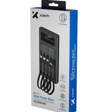 Xtech XPB-100 - Solar Power Bank - 24 pin USB-C / 4 pin USB Type A / 5 pin Micro-USB Type A - 24 pin USB-C / 4 pin USB Type A / 