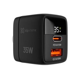 Klip Xtreme - Power converter / charger - 35 Watt - 24 pin USB-C / 9 pin USB Type A - Cellular phone / Tablet - Wall - Para Smar