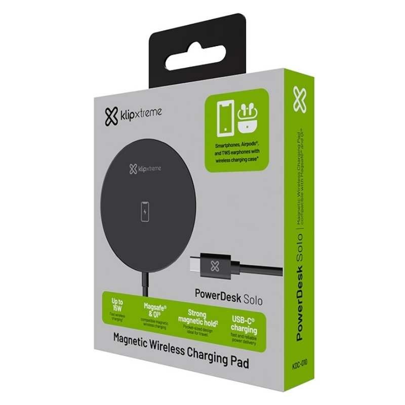 Klip Xtreme - Charging stand / battery charger - 15 Watt - 24 pin USB-C - Cellular phone / Wireless earbuds / Apple AirPods / Ap