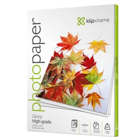Klip Xtreme KPG-120 - Brillante - ANSI A (Letter) (216 x 279 mm) - 200 g/m² - 20 hoja(s) papel fotográfico brillante