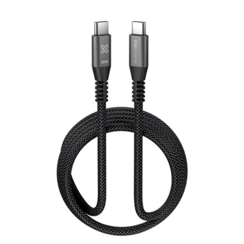Klip Xtreme - USB cable - 24 pin USB-C - 3 m - Black - 100W Braided Fast charging