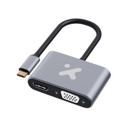 Xtech - Video adapter - USB Type C - HDMI female   VGA female - Aluminum - 2 in 1 XTC-542
