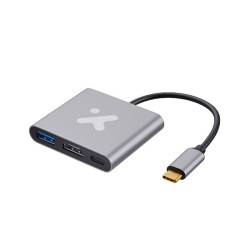 Xtech - Video adapter - USB Type C - HDMI (f) Type C(f) USB 3.0(f) - Aluminum - 3 in one XTC-566