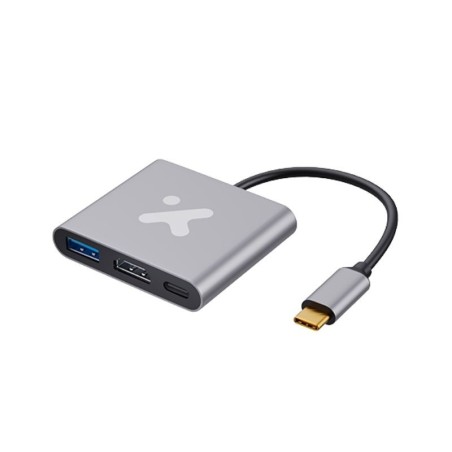 Xtech - Video adapter - USB Type C - HDMI (f) Type C(f) USB 3.0(f) - Aluminum - 3 in one XTC-566