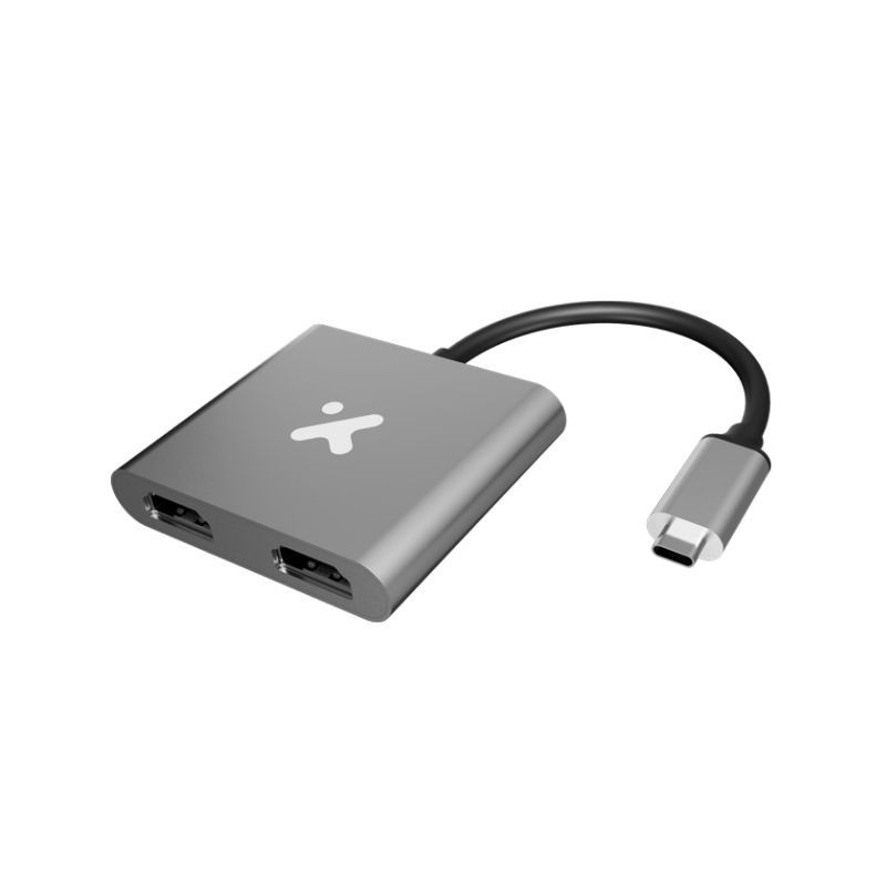 Xtech - Video adapter - USB Type C - Dual HDMI - Metal silver - 4K  XTC-548