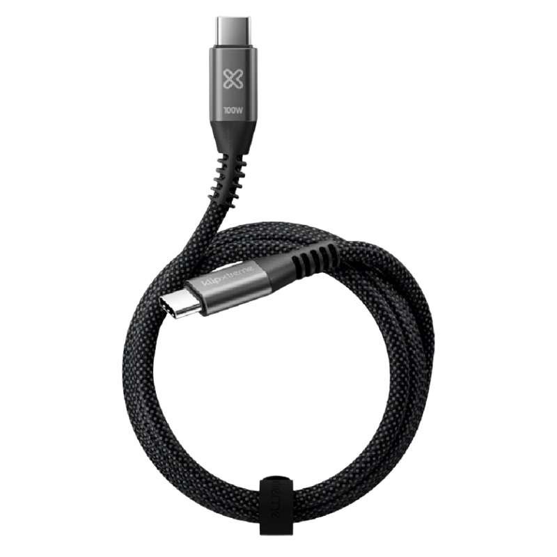 Klip Xtreme - USB cable - 24 pin USB-C - 1.8 m - Black - 100W Braided Fast charging