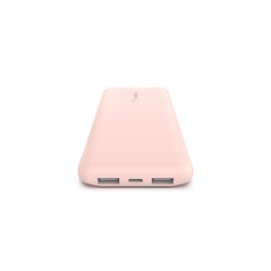 Belkin - Cargador portátil - 10000 mAh - 18 vatios - 3 conectores de salida (24 pin USB-C, 2 x USB) - oro rosa