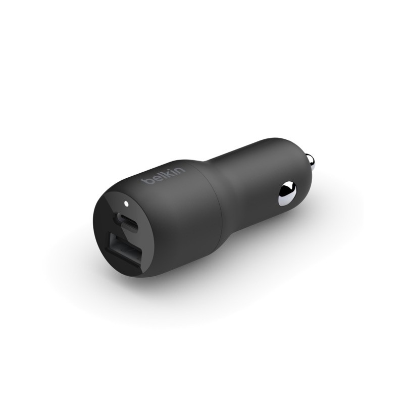Belkin Dual Car Charger - Adaptador de corriente para el coche - 37 vatios - PD 3.0 - 2 conectores de salida (USB, 24 pin USB-C)