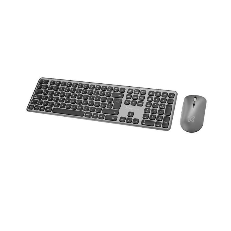 Klip Xtreme - Keyboard and mouse set - Spanish (Latin American) - Wireless - Bluetooth - Aluminum silver - KBK-850