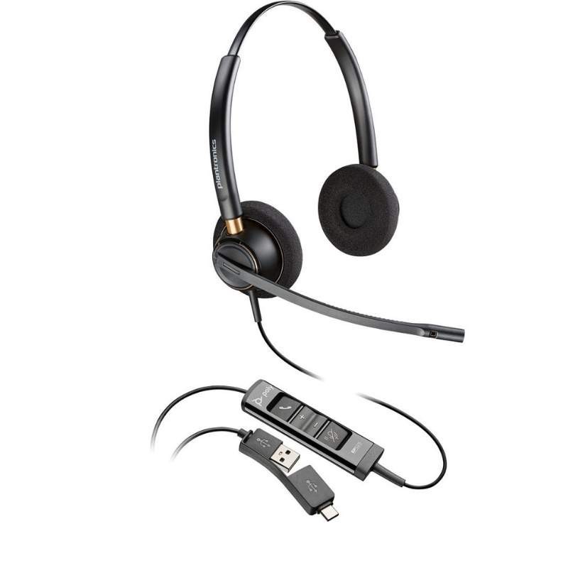 Poly EncorePro 525 - EncorePro 500 series - auricular - en oreja - cableado - USB-A - negro - Certificado para Equipos de Micros