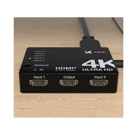 Xtech - 5-port to 1 HDMI switch - 4KUHD w remote control XHA-430