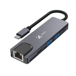 Xtech - Hub - 5 puertos - 5-in-1 USB-C® RJ-45  XTC-5
