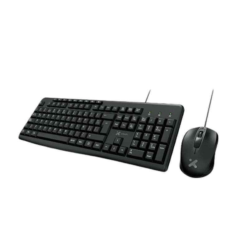 Xtech - Keyboard and mouse set - Wired - Spanish - USB - Black - Multimedia XTK-302S