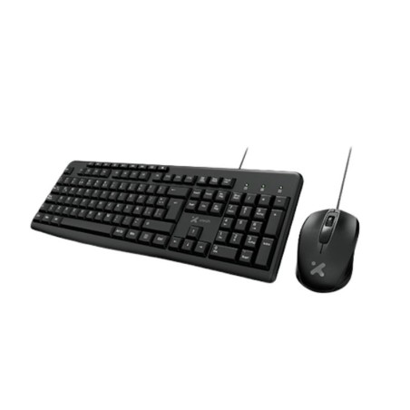 Xtech - Keyboard and mouse set - Wired - Spanish - USB - Black - Multimedia XTK-302S