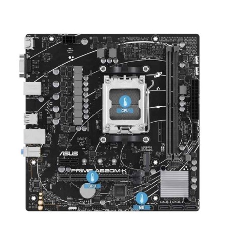 ASUS PRIME A620M-K - Placa base - micro ATX - Socket AM5 - AMD A620 Chipset - USB 3.2 Gen 1 - Gigabit LAN - Tarjeta gráfica (CPU