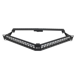 Nexxt Solutions Infrastructure - Patch panel - Cold-rolled steel - Black with silver extrusion - Angled Mod SH 24P 1U
