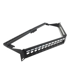 Nexxt Solutions Infrastructure - Patch panel - Cold-rolled steel - Black with silver extrusion - Angled Mod SH 24P 1U