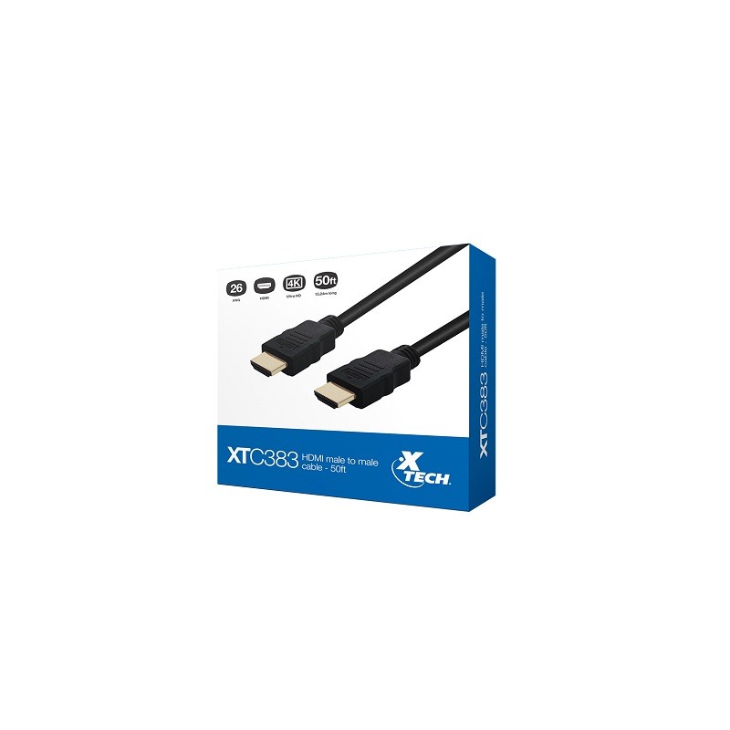 Xtech - Video / audio cable - HDMI - HDMI - 50ft-m/m-XTC-383