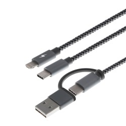 Xtech - USB cable - USB Type A or C - Micro USB or Lightning and USB type C - 1.2 m - only chargingXTC-560