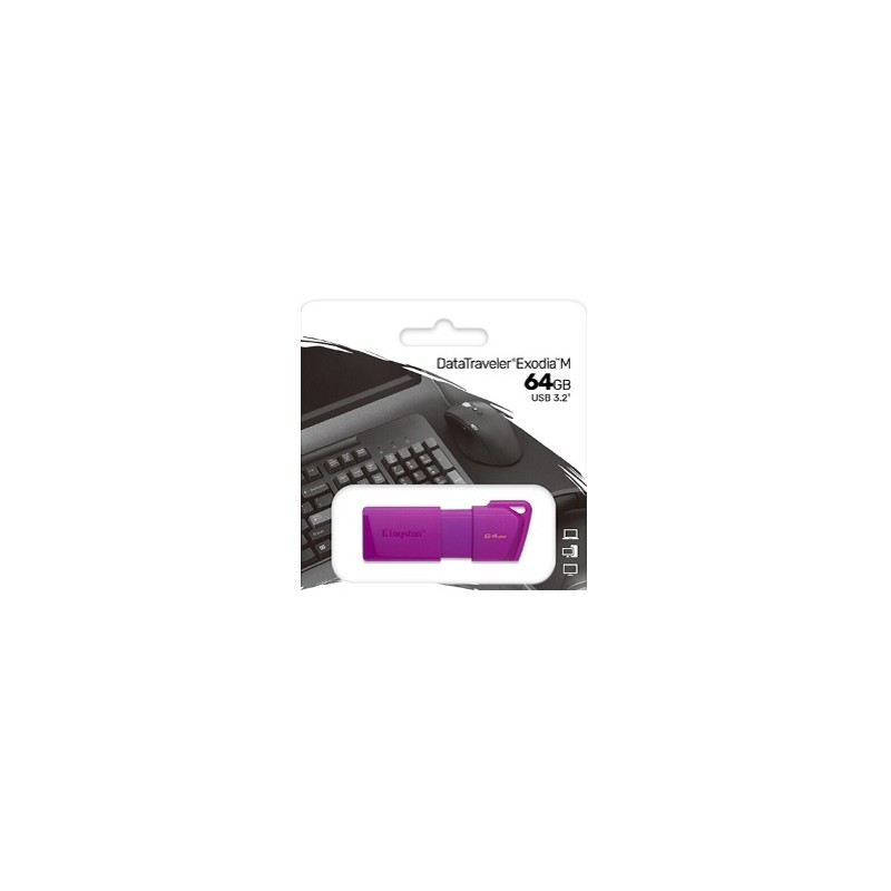 Kingston - USB flash drive - 64 GB - USB 3.2 Gen 1 - NEON Purple